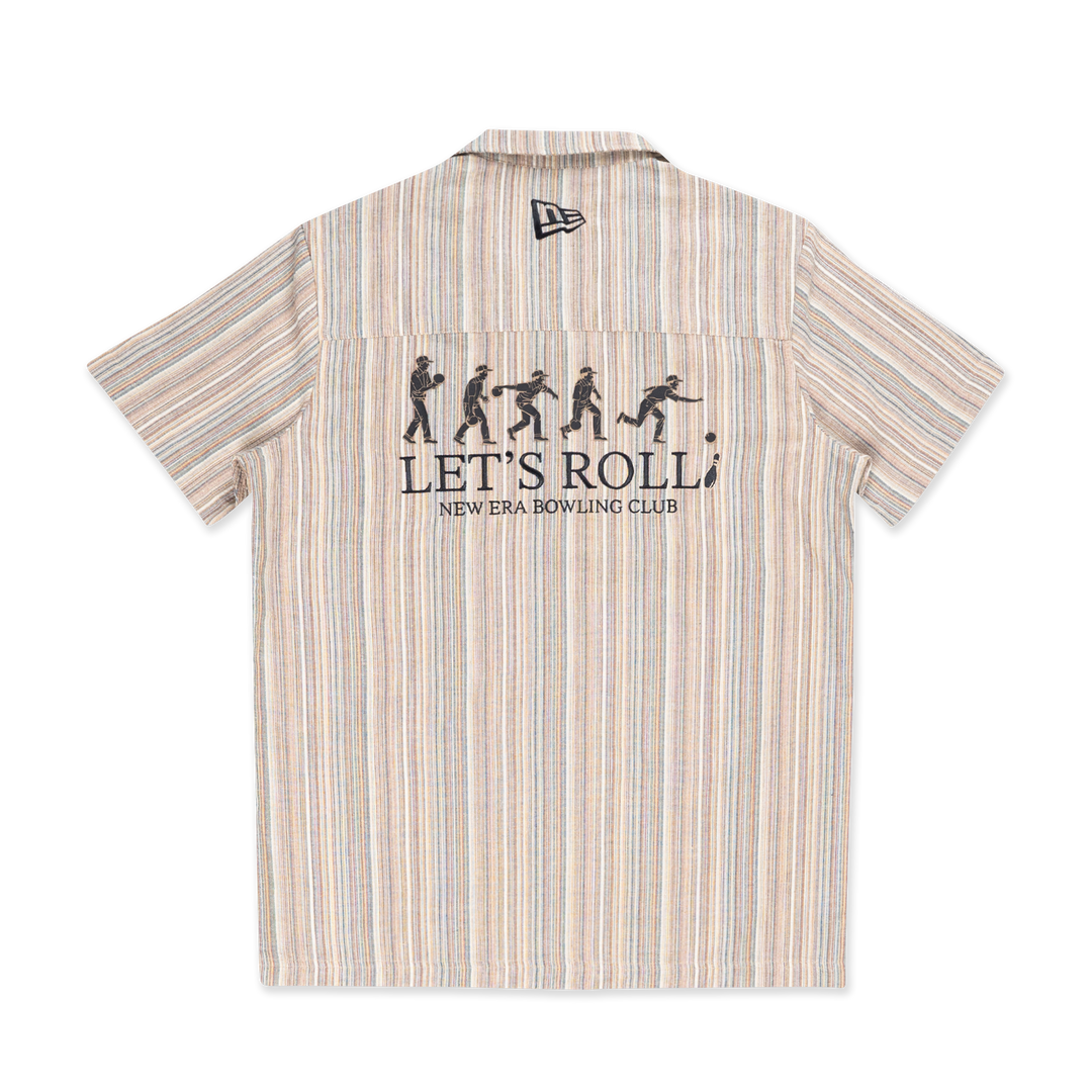 NEW ERA BOWLING CLUB LETS ROLL MULTI STRIPED RELAXED FIT WOVEN SHIRT