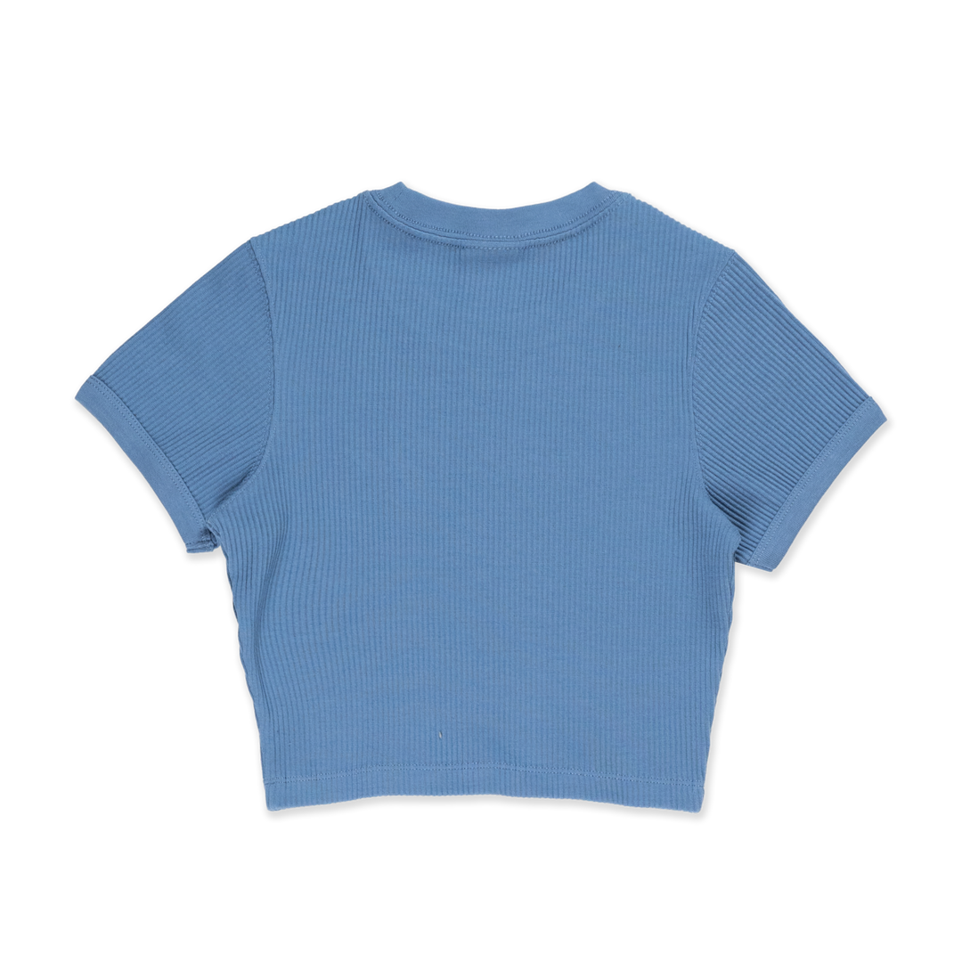 NEW ERA BASIC FADED BLUE WOMEN CROP RIB TEE