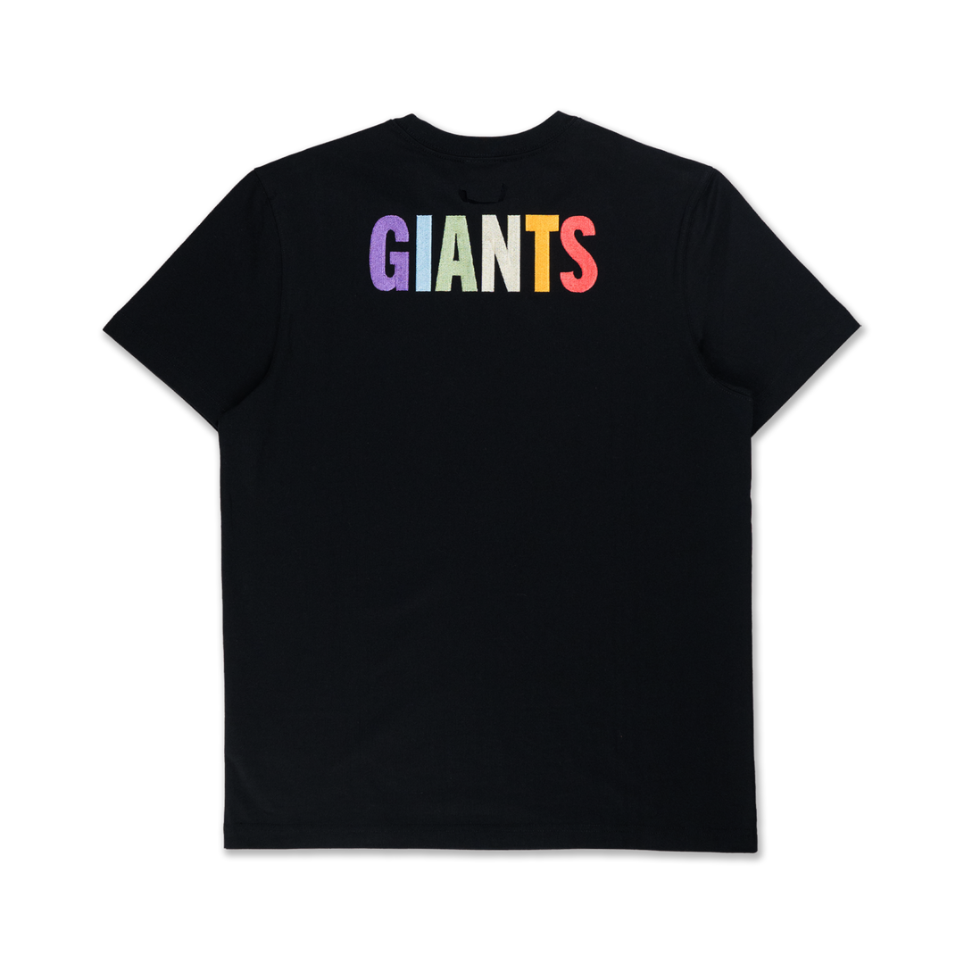 SAN FRANCISCO GIANTS LIGHT RAINBOW LAYERED LOGO BLACK REGULAR SHORT SLEEVE T-SHIRT