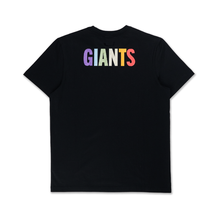 SAN FRANCISCO GIANTS LIGHT RAINBOW LAYERED LOGO BLACK REGULAR SHORT SLEEVE T-SHIRT