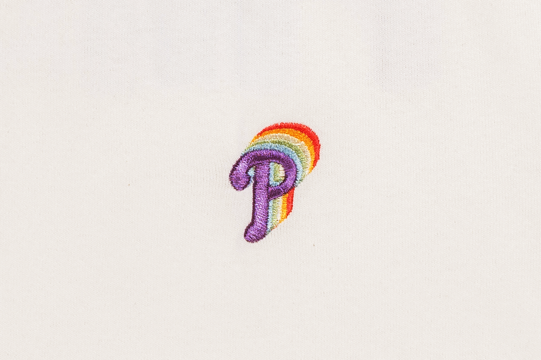 PHILADELPHIA PHILLIES LIGHT RAINBOW LAYERED LOGO IVORY REGULAR SHORT SLEEVE T-SHIRT