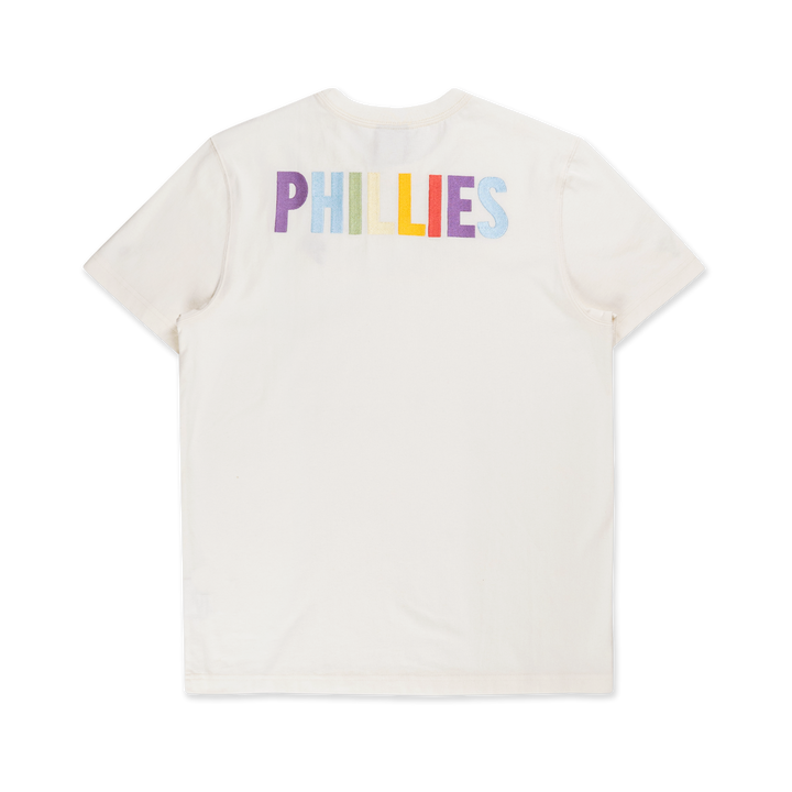 PHILADELPHIA PHILLIES LIGHT RAINBOW LAYERED LOGO IVORY REGULAR SHORT SLEEVE T-SHIRT