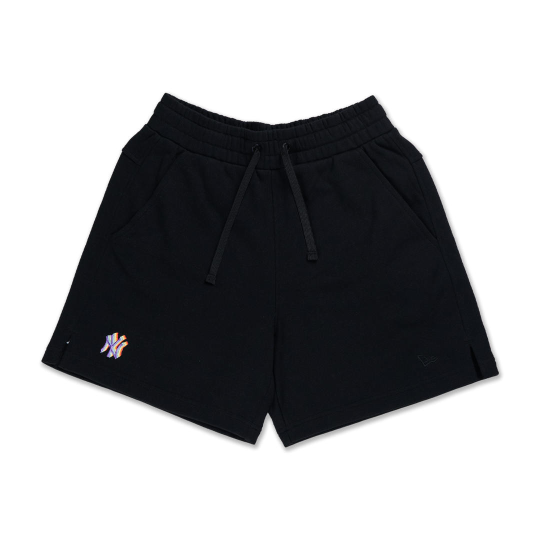 NEW YORK YANKEES LIGHT RAINBOW LAYERED LOGO BLACK SWIM SHORTS