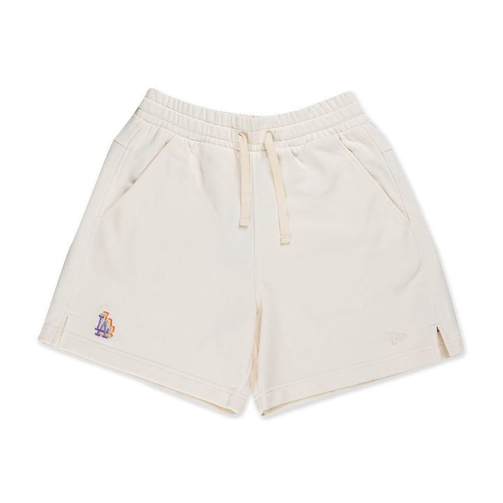 LOS ANGELES DODGERS LIGHT RAINBOW LAYERED LOGO IVORY SWIM SHORTS