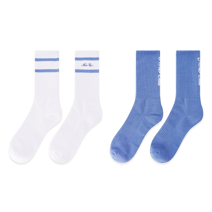 NEW ERA BASIC 2 PACK WHITE AND FADED BLUE SOCKS