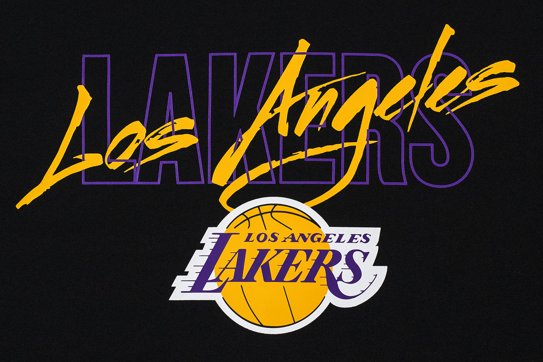 LOS ANGELES LAKERS FRONT LOGO COOL ERA BLACK SHORT SLEEVE TEE