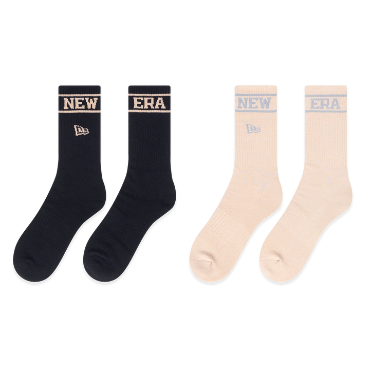 NEW ERA ถุงเท้า รุ่น NEW ERA BASKETBALL CLUB 2 PACK BLACK AND OAT MILK SOCKS