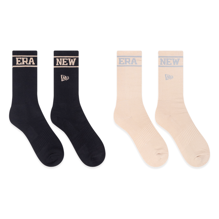 NEW ERA ถุงเท้า รุ่น NEW ERA BASKETBALL CLUB 2 PACK BLACK AND OAT MILK SOCKS