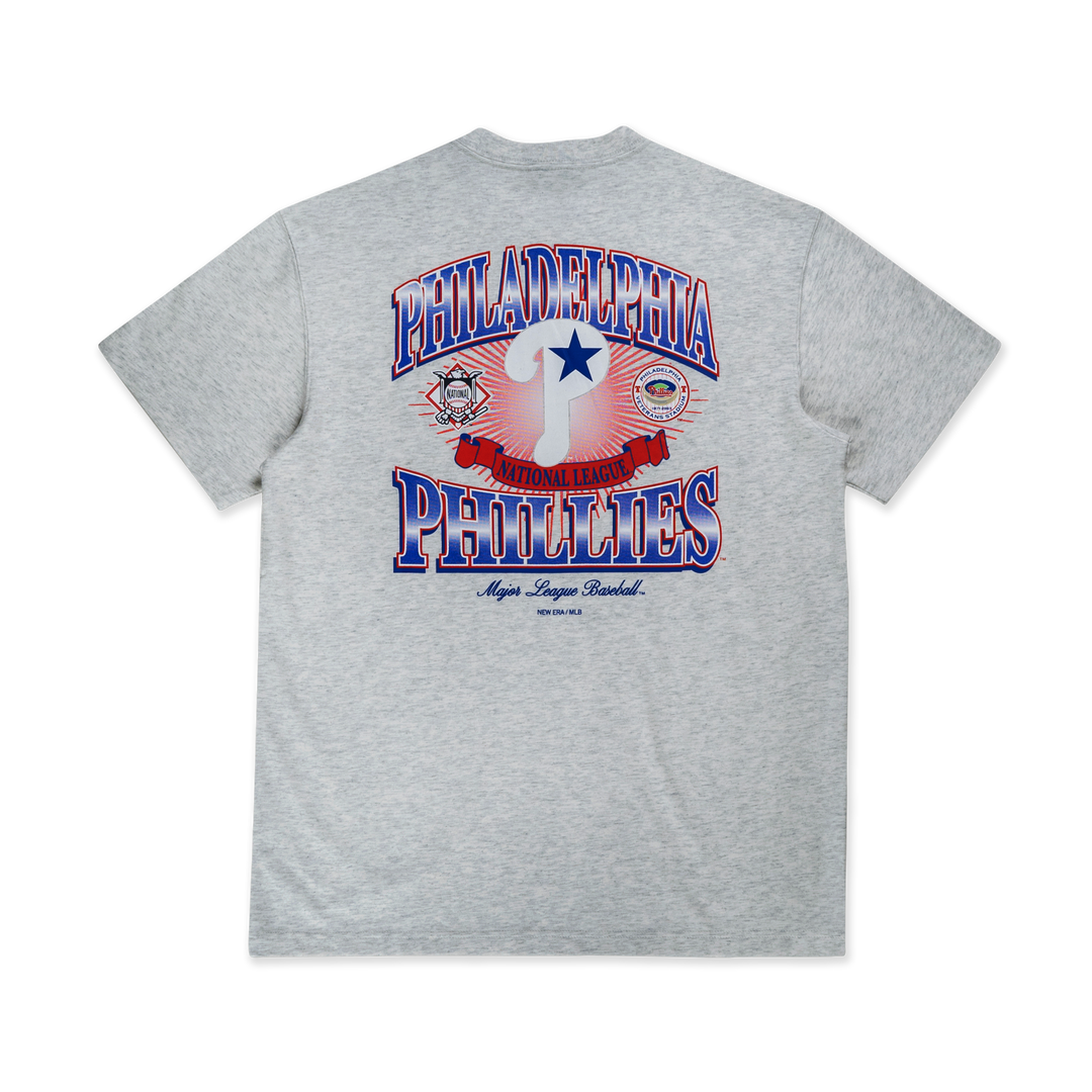 NEW ERA เสื้อยืดแขนสั้น รุ่น MLB PHILADELPHIA PHILLIES COOPERSTOWN LIGHT HEATHER GRAY SHORT SLEEVE T-SHIRT