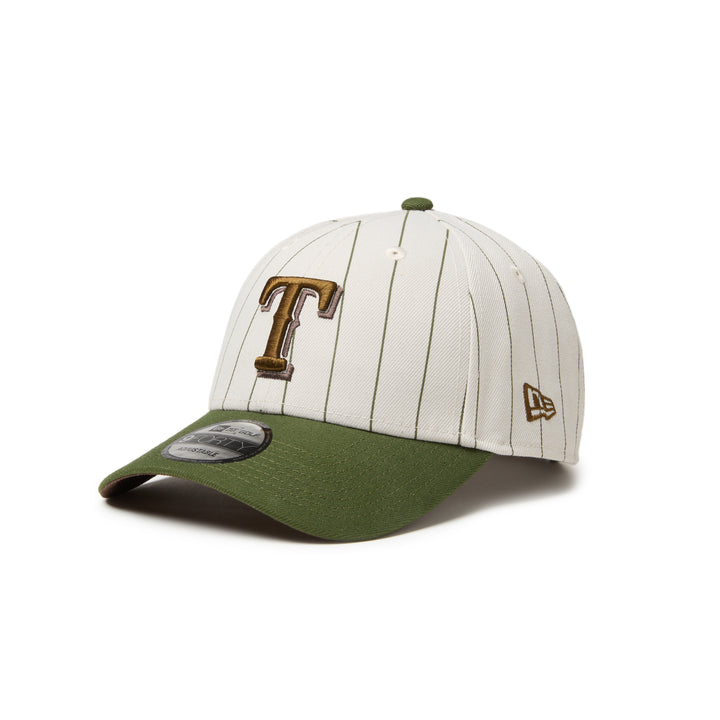 New Era หมวกรุ่น New Era Pinstripe White and Camel 9FORTY Velcro Strap Cap