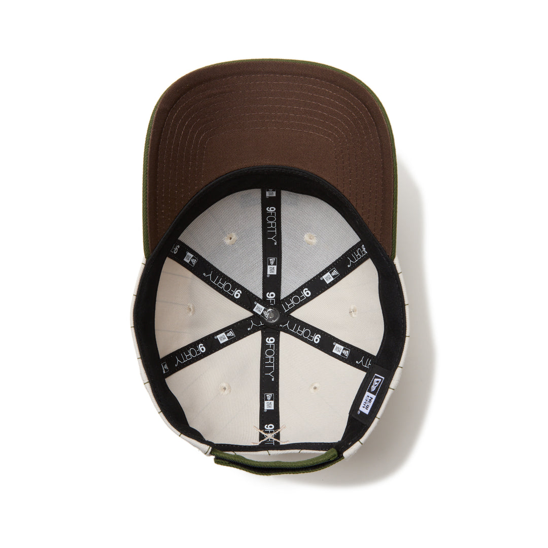 New Era หมวกรุ่น New Era Pinstripe White and Camel 9FORTY Velcro Strap Cap