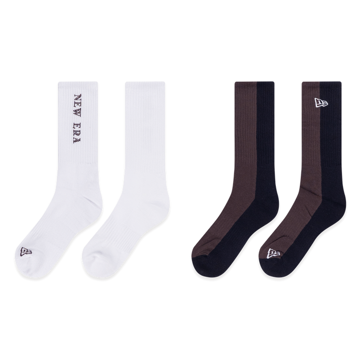 New Era ถุงเท้ารุ่น New Era Basic 2 Pack White and Chocolate Socks