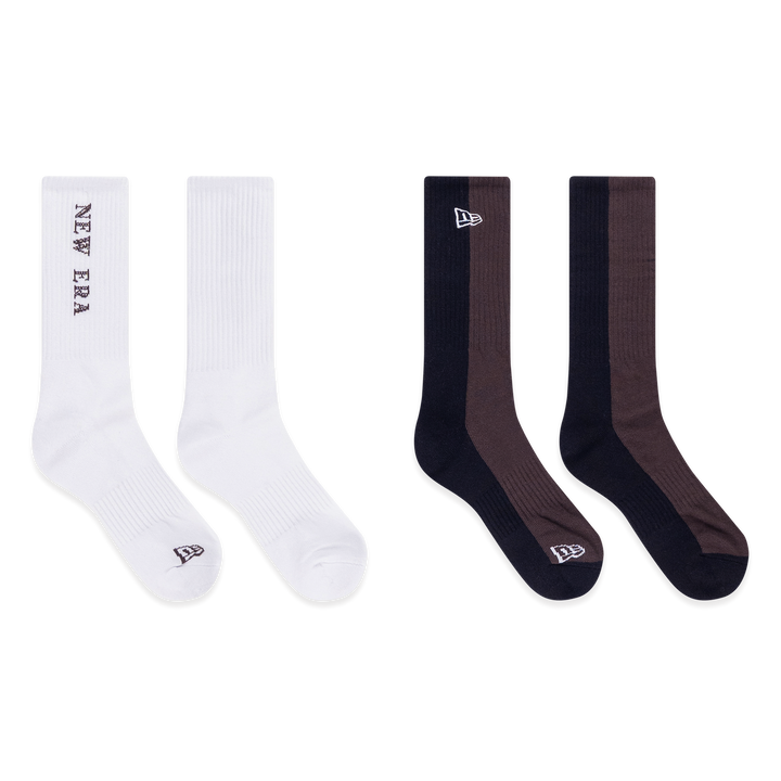 New Era ถุงเท้ารุ่น New Era Basic 2 Pack White and Chocolate Socks