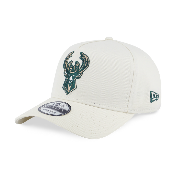 New Era หมวกรุ่น Milwaukee Bucks NBA Doodles Chrome White 9FORTY A-Frame Strapback Cap