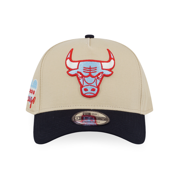 New Era หมวกรุ่น Chicago Bulls City Side Patch 2-Tone Black Visor Vegas Gold 9FORTY A-Frame Cap