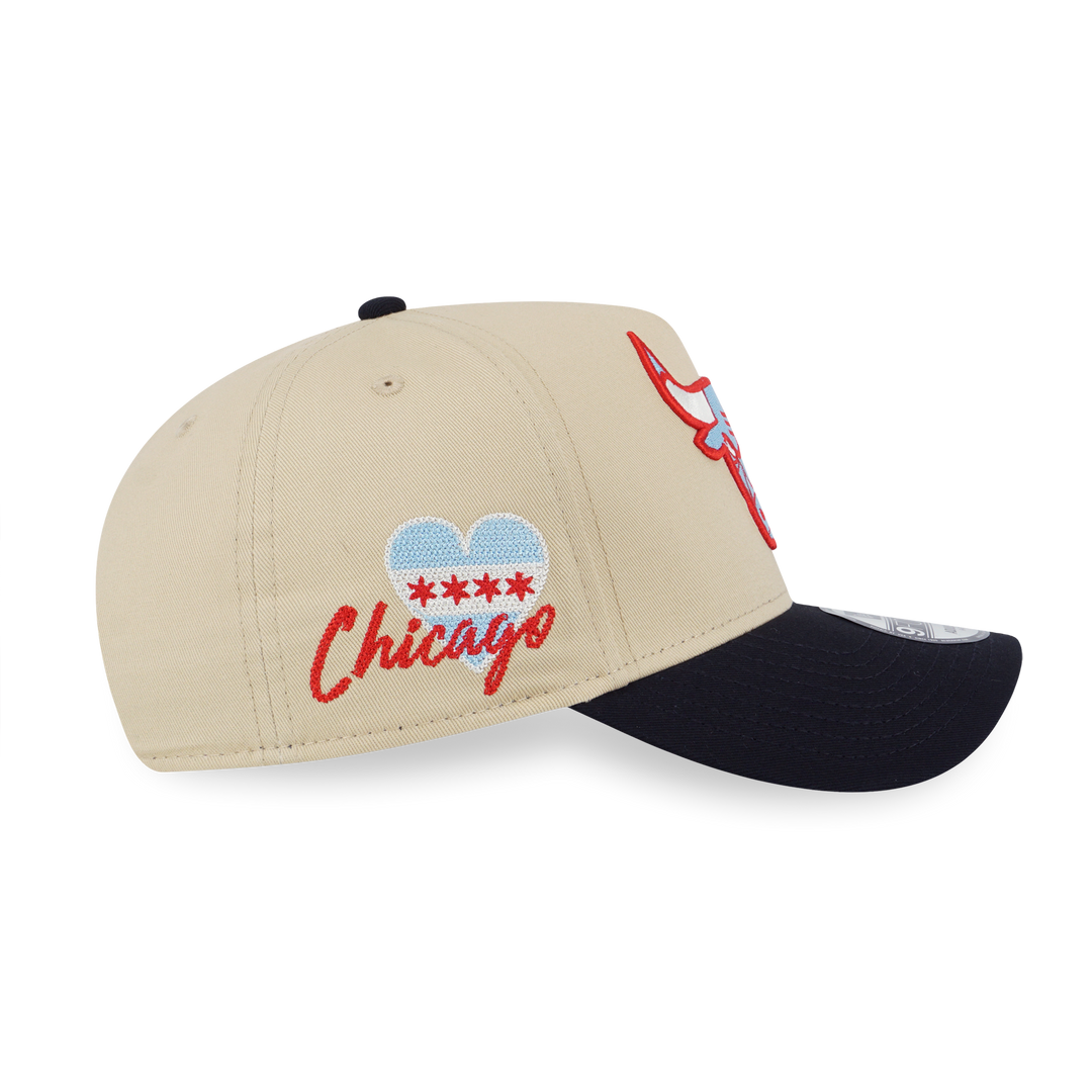 New Era หมวกรุ่น Chicago Bulls City Side Patch 2-Tone Black Visor Vegas Gold 9FORTY A-Frame Cap