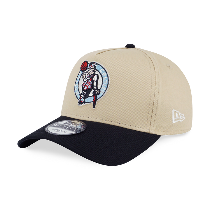 New Era หมวกรุ่น Boston Celtics City Side Patch 2-Tone Black Visor Vegas Gold 9FORTY A-Frame Cap