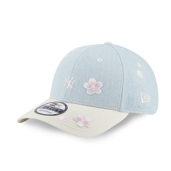 New Era หมวกรุ่น New York Yankees Floral 2-Tone Chrome White Visor Indigo Denim 9Forty Cap