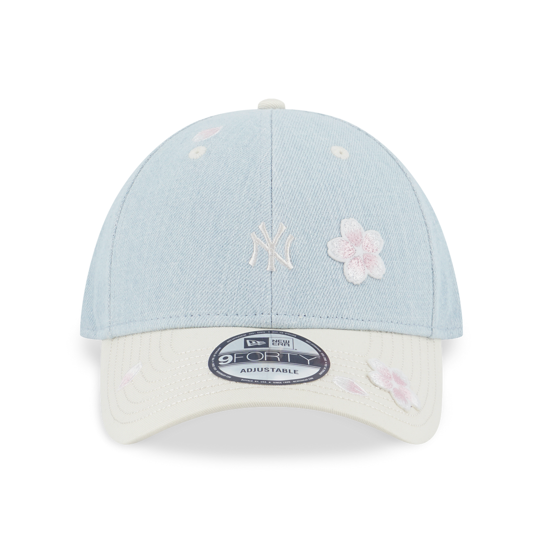 New Era หมวกรุ่น New York Yankees Floral 2-Tone Chrome White Visor Indigo Denim 9Forty Cap