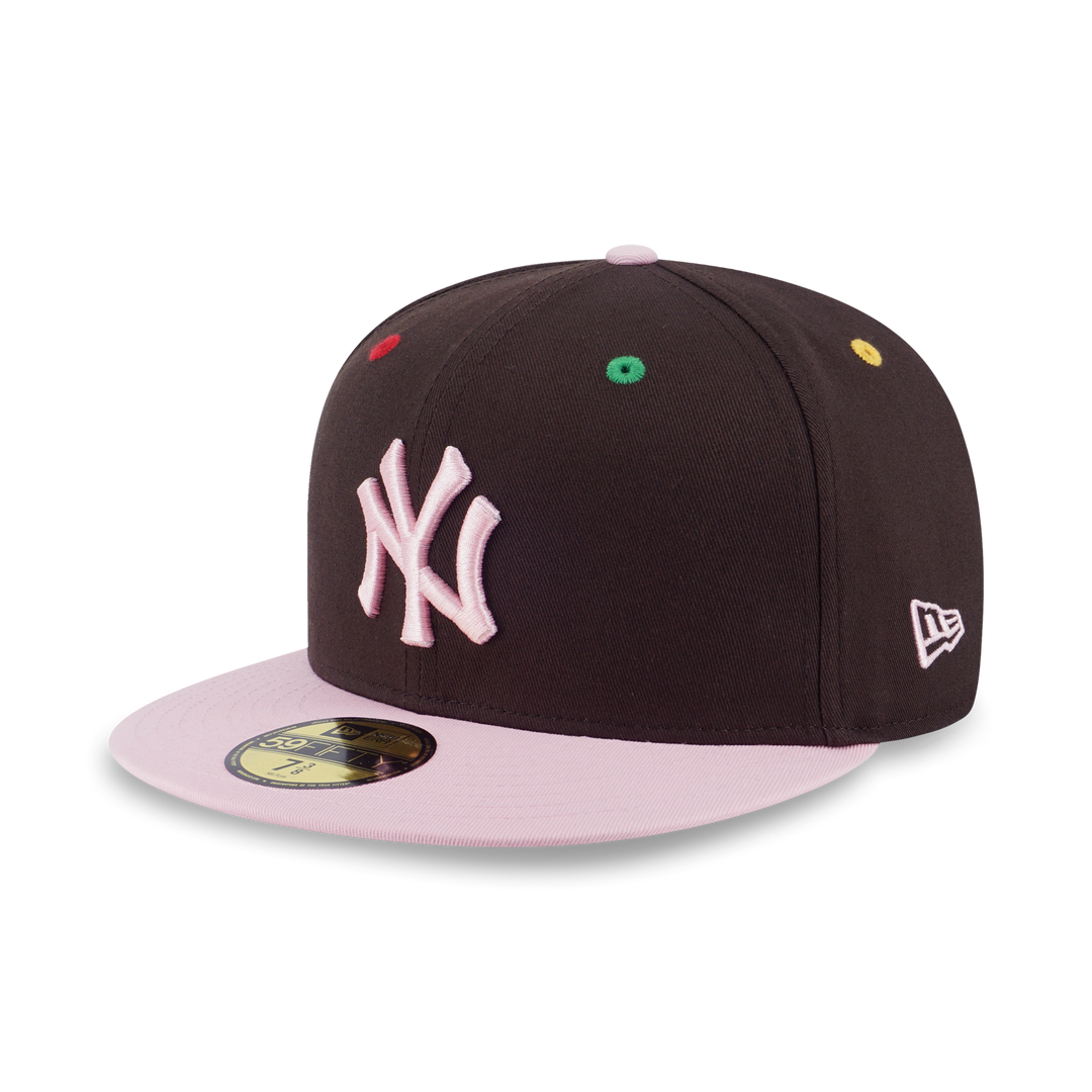 New Era หมวกรุ่น 59Fifty Pack - Smarties New York Yankees 2-Tone Soft Pink Visor Chocolate 59Fifty Cap