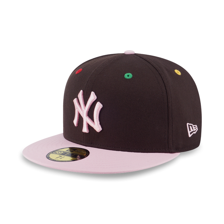 New Era หมวกรุ่น 59Fifty Pack - Smarties New York Yankees 2-Tone Soft Pink Visor Chocolate 59Fifty Cap