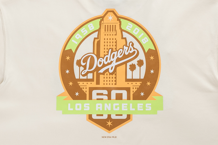 New Era เสื้อยืดแขนสั้นรุ่น 59FIFTY Pack - Wooden Los Angeles Dodgers Cooperstown Chrome White Short Sleeve T-Shirt