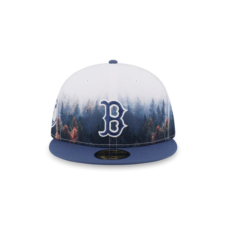 New Era หมวกรุ่น 59Fifty Pack - Forest Boston Red Sox 2-Tone Muted Indigo Visor All-Over Print 59Fifty Cap