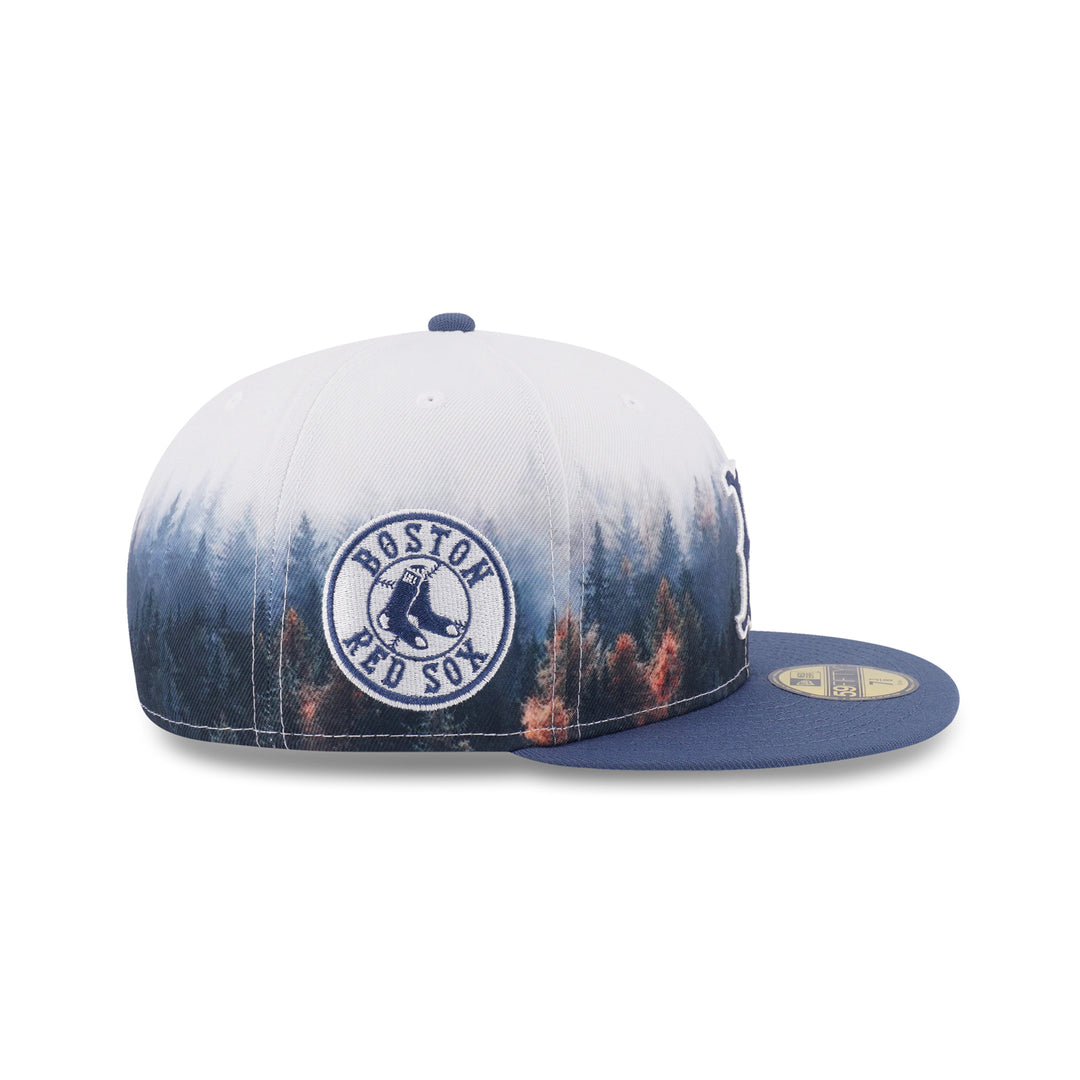New Era หมวกรุ่น 59Fifty Pack - Forest Boston Red Sox 2-Tone Muted Indigo Visor All-Over Print 59Fifty Cap