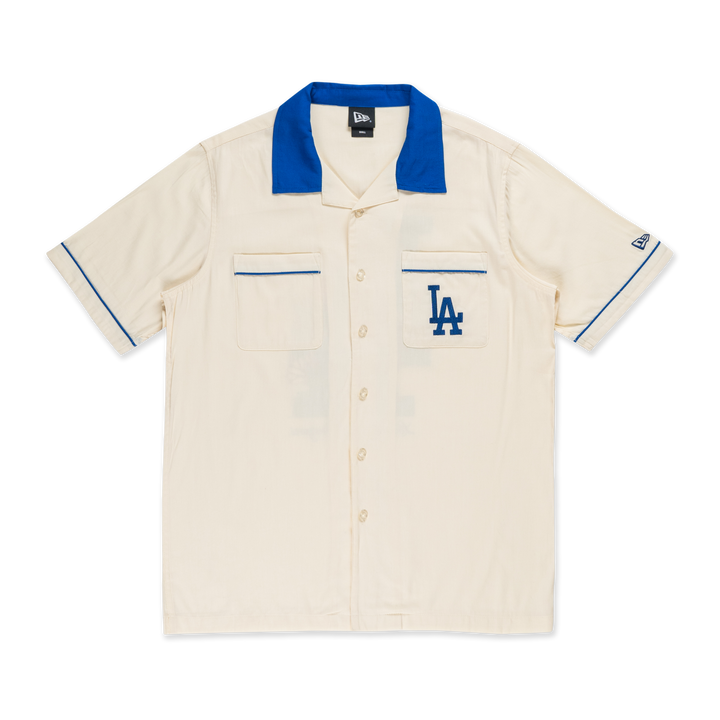 New Era เสื้อเชิ้ตรุ่น Los Angeles Dodgers Harvest Merch Chrome White Woven Short Sleeve Shirt