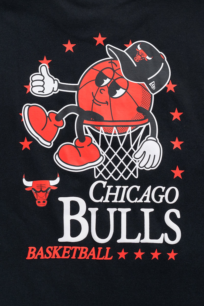 New Era เสื้อยืดแขนสั้นรุ่น Chicago Bulls League Mix Cartoon Black Short Sleeve T-Shirt