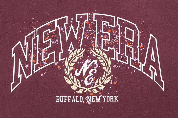 New Era เสื้อยืดแขนสั้นรุ่นNew Era Street Class Maroon Red Oversized Short Sleeve T-Shirt