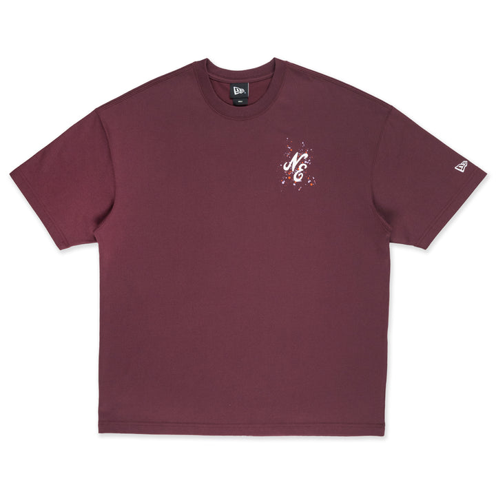 New Era เสื้อยืดแขนสั้นรุ่นNew Era Street Class Maroon Red Oversized Short Sleeve T-Shirt