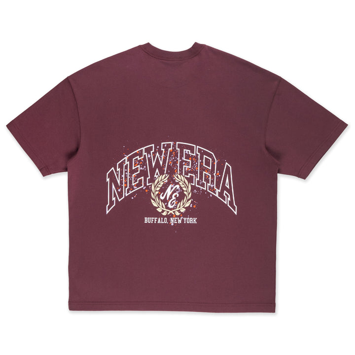 New Era เสื้อยืดแขนสั้นรุ่นNew Era Street Class Maroon Red Oversized Short Sleeve T-Shirt