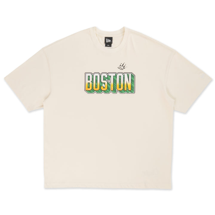 New Era เสื้อยืดแขนสั้นรุ่น Boston Celtics League Mix Chrome White Oversized Short Sleeve T-Shirt