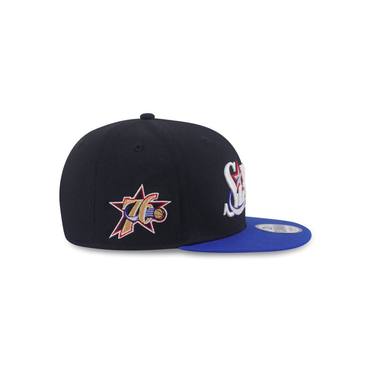 หมวกแก๊ป New Era รุ่น Philadelphia 76ers NBA Hardwood Classics 2-Tone Majestic Blue Visor Black 9Fifty Cap