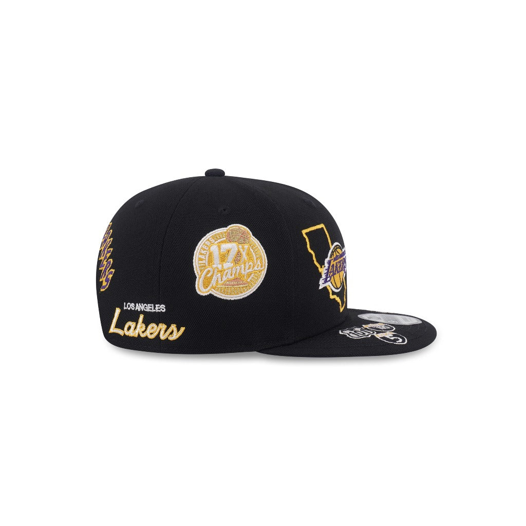 หมวกแก๊ป New Era รุ่น Los Angeles Lakers NBA Allover Team Logos Black 9Fifty Cap