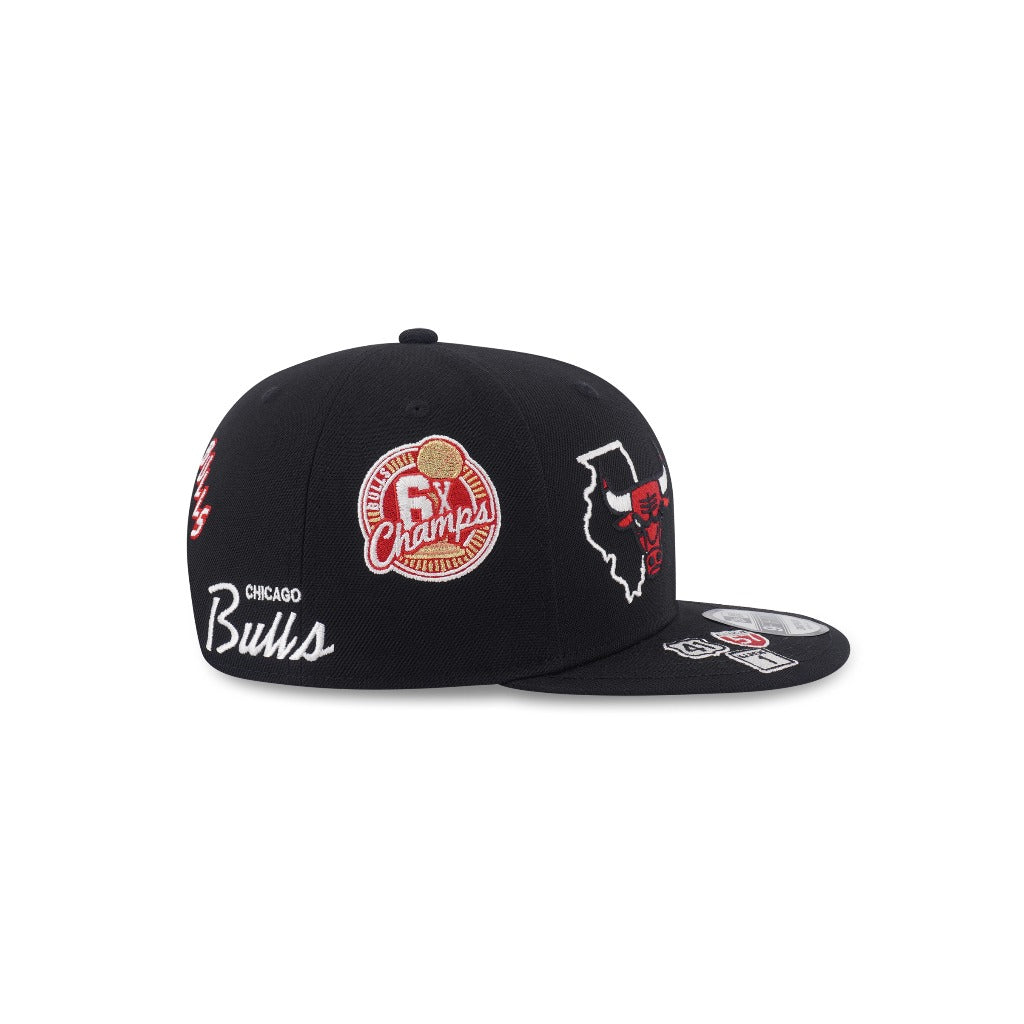 หมวกแก๊ป New Era รุ่น Chicago Bulls NBA Allover Team Logos Black 9Fifty Cap