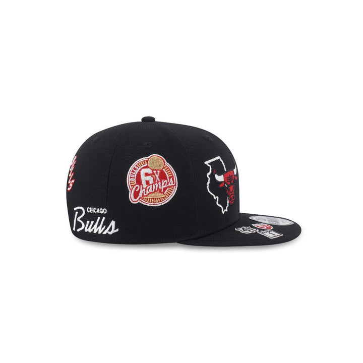 หมวกแก๊ป New Era รุ่น Chicago Bulls NBA Allover Team Logos Black 9Fifty Cap