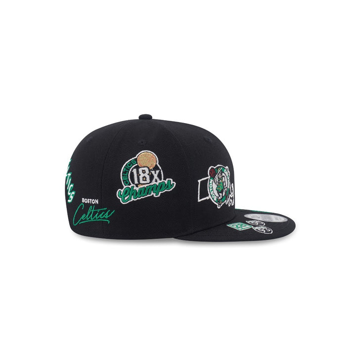 หมวกแก๊ป New Era รุ่น Boston Celtics NBA Allover Team Logos Black 9Fifty Cap