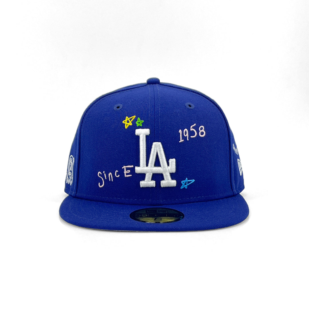 หมวกแก๊ป New Era รุ่น Los Angeles Dodgers Scribble Dark Royal 59Fifty Cap