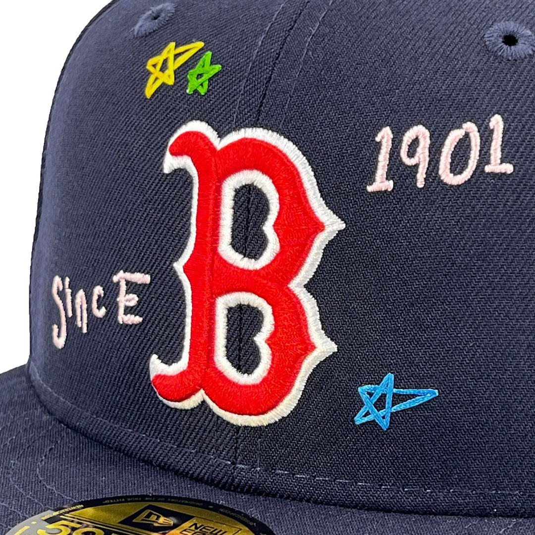 หมวกแก๊ป New Era รุ่น Boston Red Sox Scribble Black 59Fifty Cap