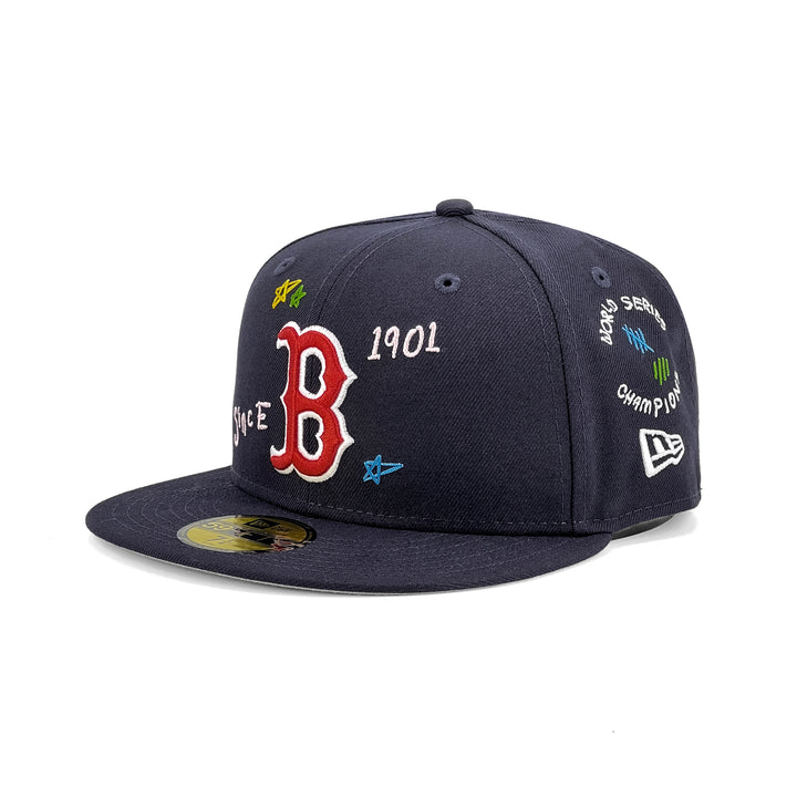 หมวกแก๊ป New Era รุ่น Boston Red Sox Scribble Black 59Fifty Cap