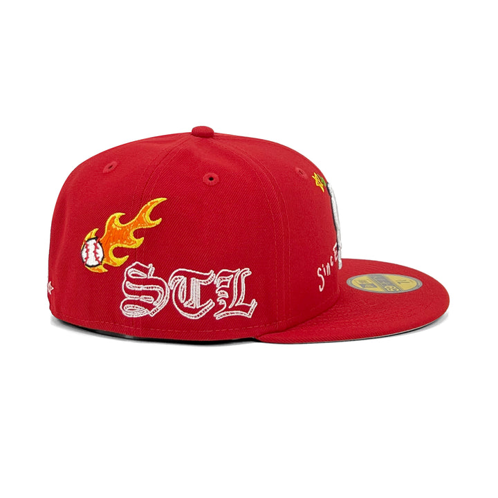หมวกแก๊ป New Era รุ่น St. Louis Cardinals Scribble Red 59Fifty Cap