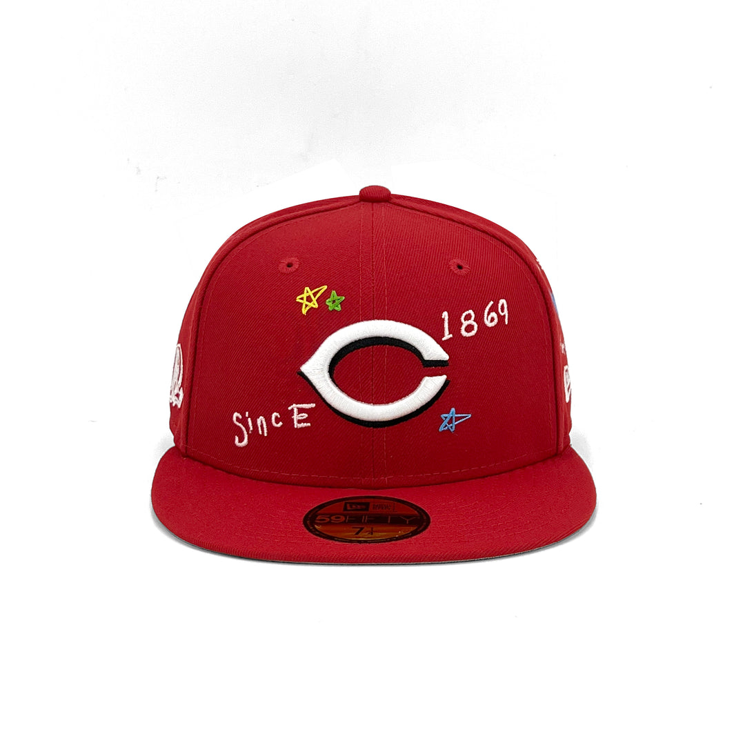 หมวกแก๊ป New Era รุ่น Cincinnati Reds Scribble Red 59Fifty Cap