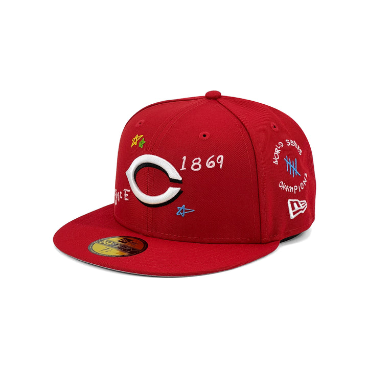 หมวกแก๊ป New Era รุ่น Cincinnati Reds Scribble Red 59Fifty Cap