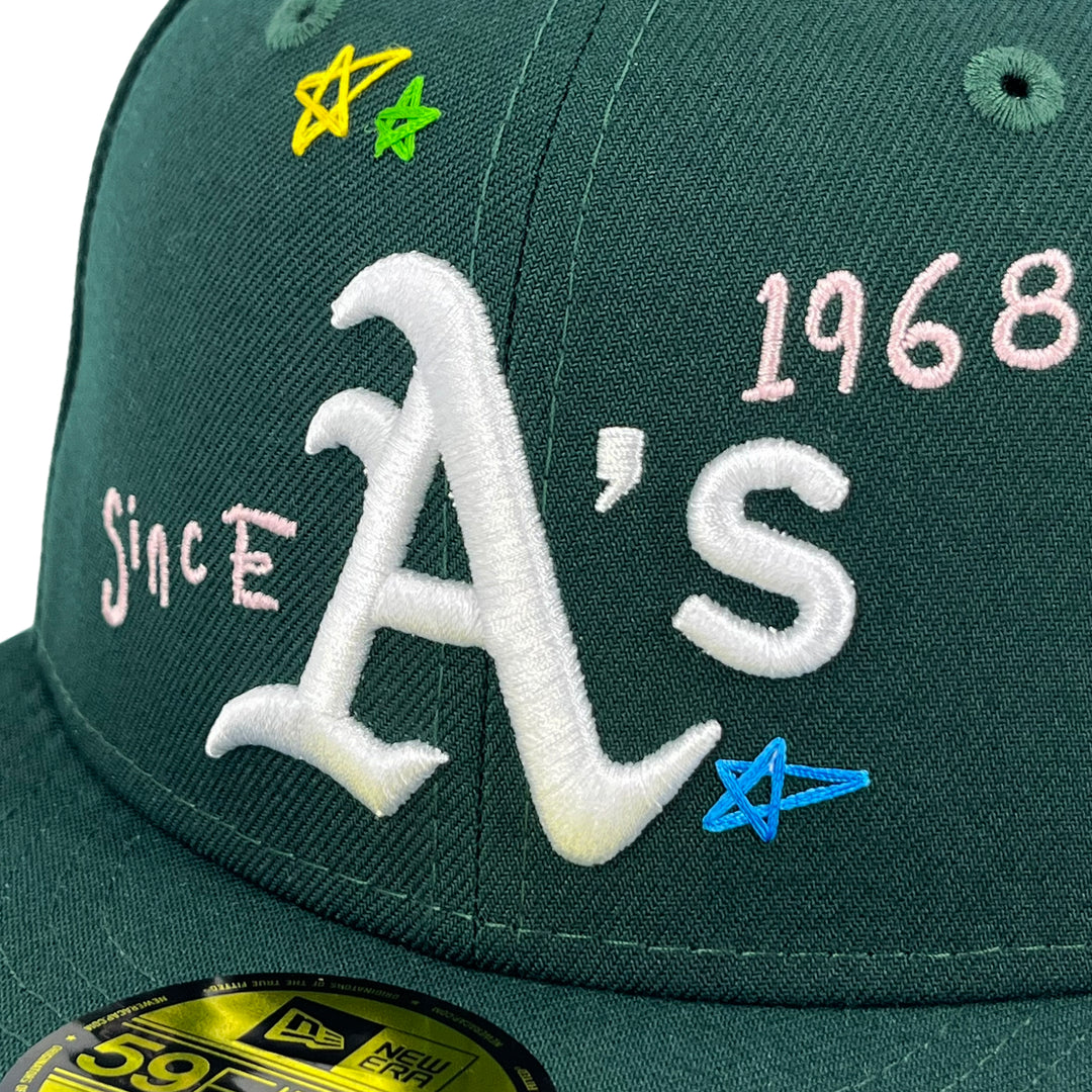 หมวกแก๊ป New Era รุ่น Oakland Athletics Scribble Dark Green 59Fifty Cap