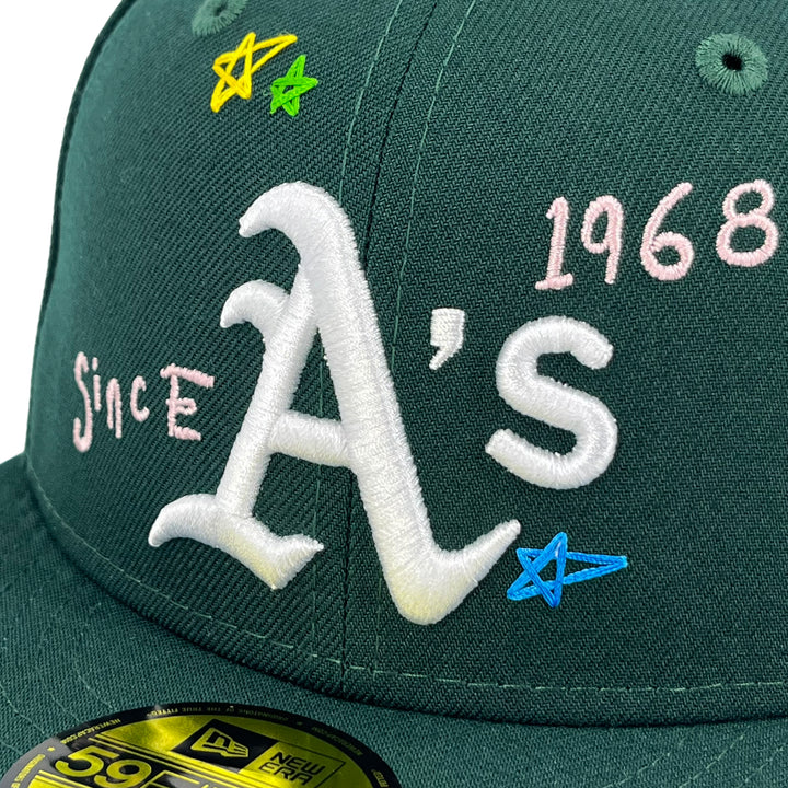 หมวกแก๊ป New Era รุ่น Oakland Athletics Scribble Dark Green 59Fifty Cap