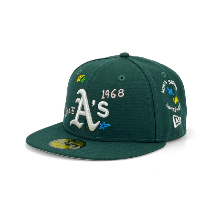 หมวกแก๊ป New Era รุ่น Oakland Athletics Scribble Dark Green 59Fifty Cap