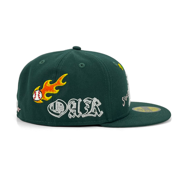 หมวกแก๊ป New Era รุ่น Oakland Athletics Scribble Dark Green 59Fifty Cap