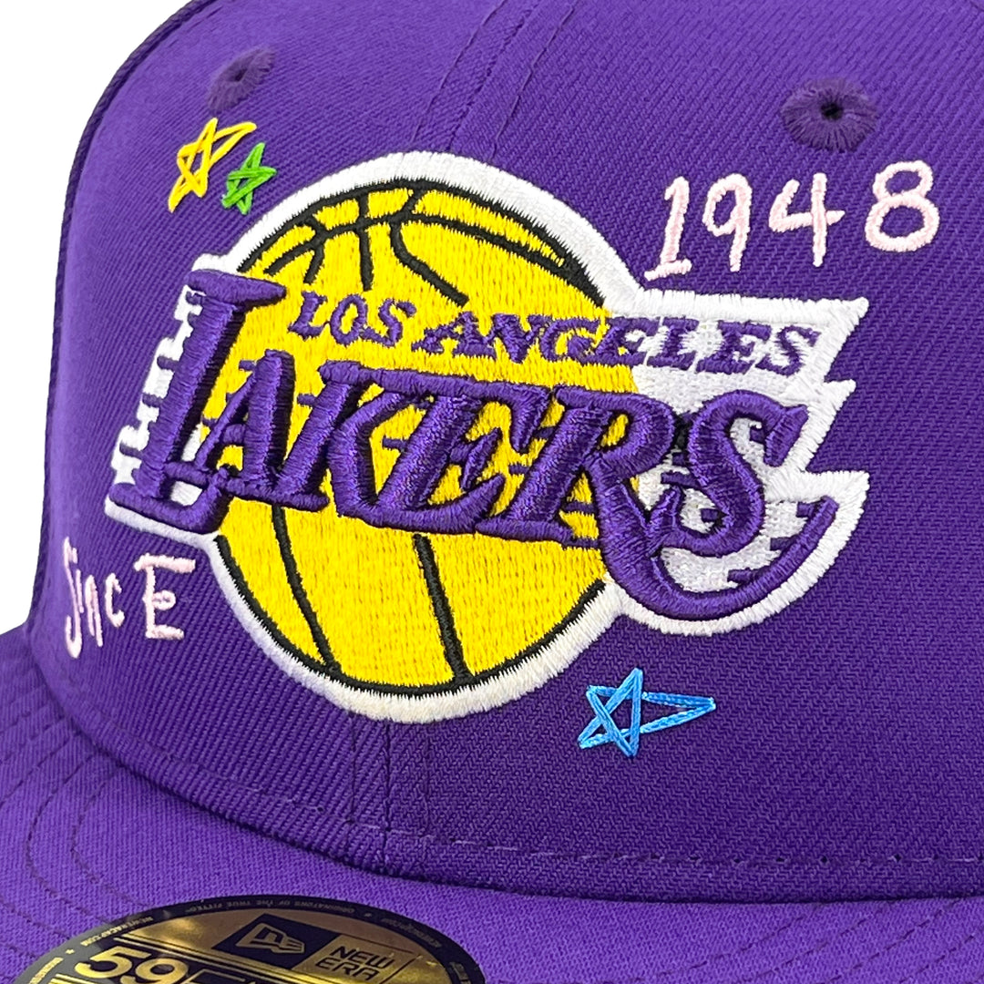 หมวกแก๊ป New Era รุ่น Los Angeles Lakers Scribble Purple 59Fifty Cap
